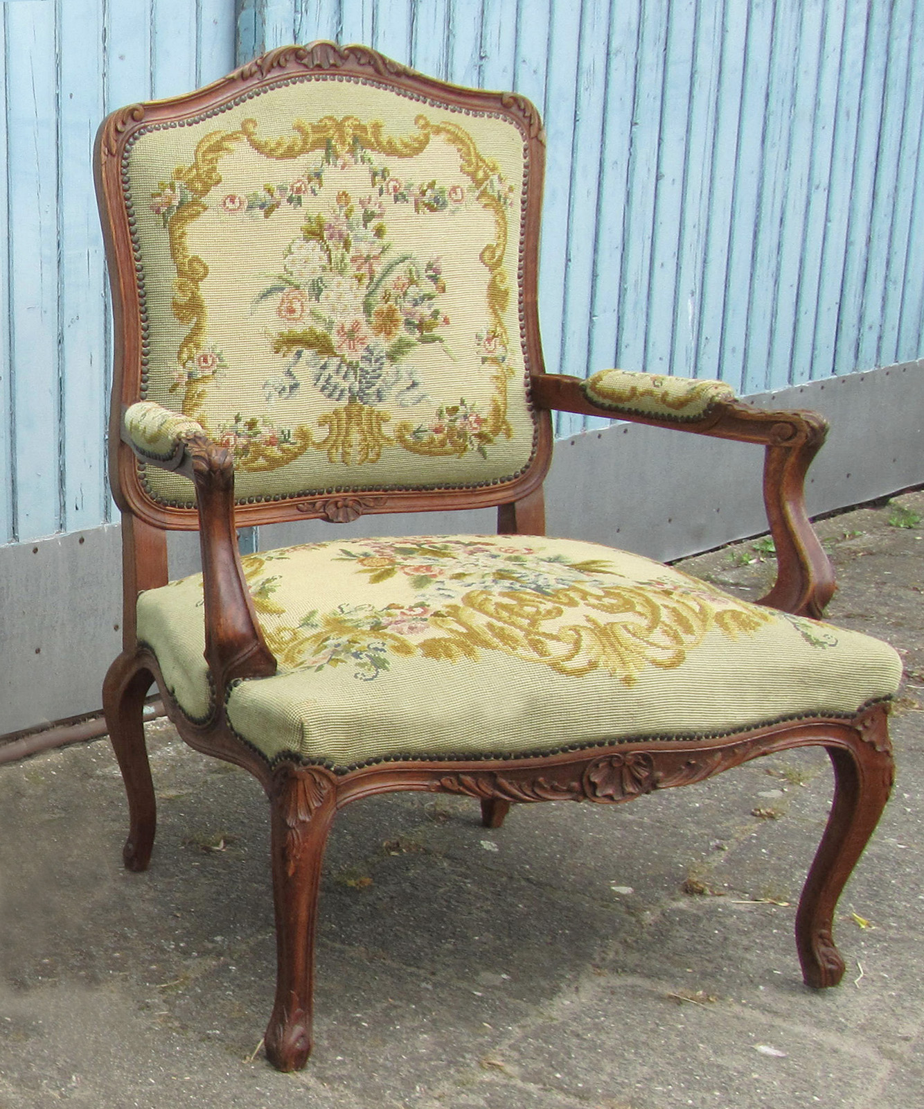 antieke, louis, XV, fauteuil, armchairs, armstoelen